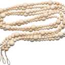 2PCS 86in Christmas Wood Bead Garland, Creative Wooden Garland for Valentine's Day Decor, Farmhouse Wall Home Rustic Country Natural Holiday Decoration Hanging Prayer Beads