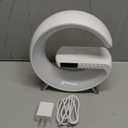 Smart LED Table Lamp, 4-in-1 Wireless Charger, Night Light, Alarm Clock, and Bluetooth Speaker with App Control for Bedroom, Office, and Home Decor (White)