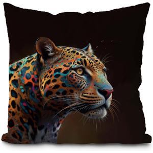Trendy Leopard Pillow Covers 18x18, Cheetah Print Room Decor, Funky Glow Leopard Animal Decorative Throw Pillow Covers for Home Living Room Bedroom Decor (Nature5)
