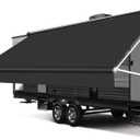 RV Awning Fabric Replacement, 18.5oz Heavy-Duty Weatherproof Vinyl Camper Awning Replacement Universal Outdoor Canopy for RV, Motorhome, Trailer Awnings (Black, 14'(Fabric 13'2"))