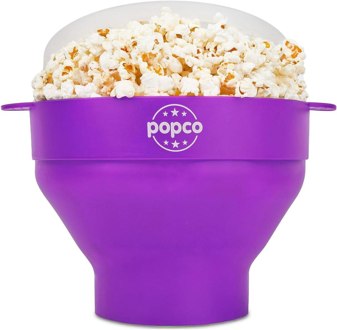 POPCO Silicone Microwave Popcorn Popper with Handles, Silicone Popcorn Maker, Collapsible Bowl and Dishwasher Safe - (Dark Orchid)