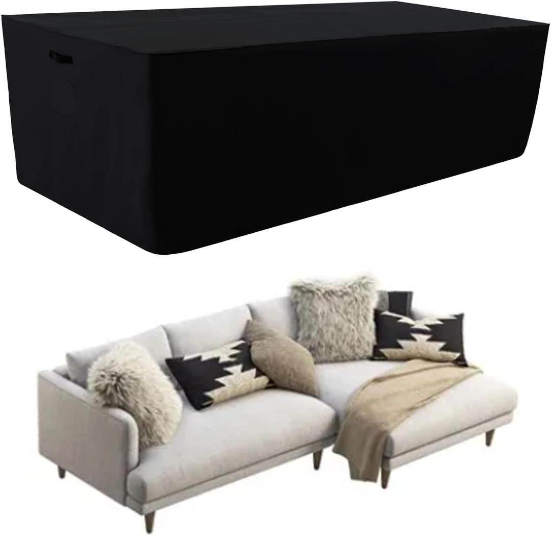 Tempera Patio Furniture Cover,Outdoor Table And Chair Covers Waterproof, Outdoor Dining Set Cover,Heavy Duty Rectangle Patio Furniture Covers,102''L x 74''W x 27.8''H,Black