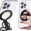 RESPECTED BRO-Magnetic-Phone-Ring-Holder with Dual Rings, Compatible with iPhone 16/15/14/13/12, Multifunctional Stand for Desk,Office,Gym,Kitchen & All Metal Surfaces, Finger Loop Grip (Black)