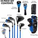 PGA Tour Youth Golf Club Set – 10-Piece Right-Handed Kids Golf Set for Ages 8-12 (4’8”-5’2”) – Beginner Junior Golf Clubs with Lightweight Stand Bag, Mallet Putter, Hybrid, Driver & More by Golfgen (Right Handed)