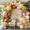 Pink Yellow Brown Balloon Garland Double Stuffed Pastel Light Pink Yellow White Sand Balloons Balloon Arch Kit for Birthday Baby Shower Wedding Bee Bear Theme Fall Party Decorations