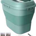 30-35 Lbs Dog Food Storage Container Collapsible Dog Food Container with Airtight Lids, Wheels, Scoop and 2pcs Food Storage Containers, Large Pet food storage for Dog, Cat (Green)