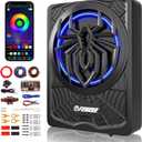 NEW 10" 1200W Subwoofer,RGB Slim Underseat Car Subwoofer and Amp Package.Under Seat Subwoofers with Amp,Individual Control for Low Pass/Gain/Boost Bass.Deep Bass Perfect for Truck/SUV/Jeep/MPV