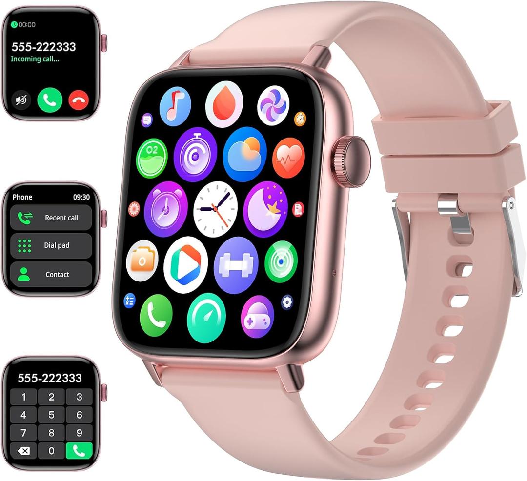 Smart Watch for Women Full Touch Smart Fitness Tracker Watch for Android iOS Make/Answer Calls Waterproof Smartwatch with Sport Activity/Sleep/Heart Rate/Step (Pink)