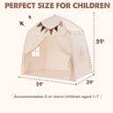 Extra Large Kids Play Tent with Flags & Star Lights, Portable & Foldable Teepee, Boys & Girls, Indoor Outdoor Dome Tent Playhouse, 59x39x59 in, Cream