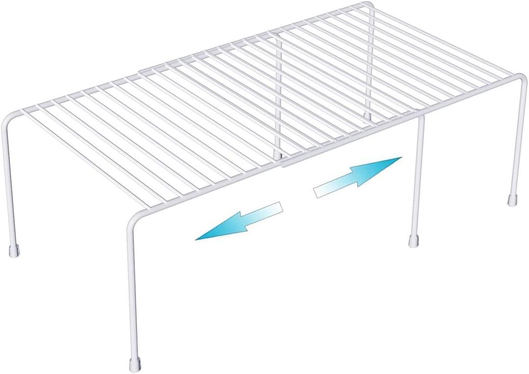 Kitchen Cabinet Organizer and Storage Shelves Expandable Freezer Shelf Organizer Rack with Scratch Resistant Feet for Counter Pantry Dish Spice Cupboards (1 set)