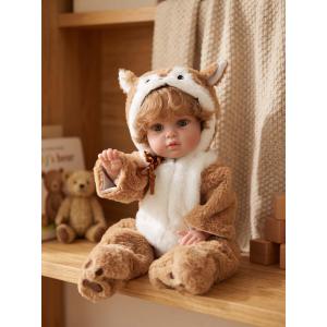 Cloveray 20-Inch Reborn Baby Doll, Big Eyes Realistic Newborn Baby Doll with Hand-Rooted Hair, Full-Body Vinyl Baby Dolls for 3+ Ages