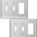 Double Toggle/Single Decorator Light Switch Cover Luca Metal Wall Plate, 2-Pack Brushed Nickel 3 Gang, Light Switch Cover, Receptacle Dimmer Switch GFCI Outlet Decorative Wallplate, Durable