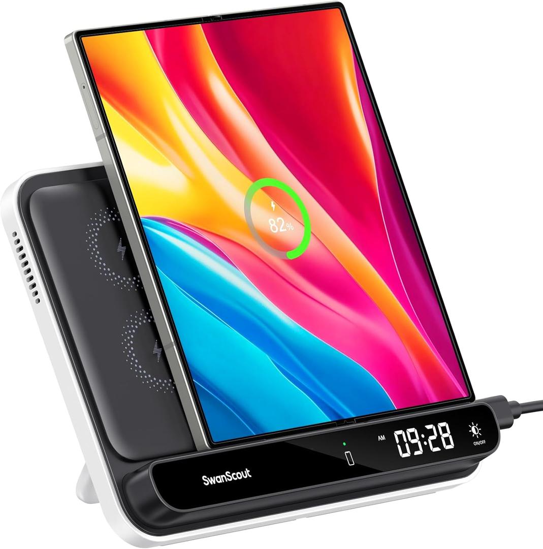 SwanScout 30W Fast Wireless Charging Station for Google Pixel 10 Pro Fold/9 Pro Fold/Pixel Fold/8 Pro/8a/7 & Samsung Galaxy Z Fold 6/5/4/3, Foldable Phone Charger Stand, 504F SwanScout 30W Fast Wireless Charging Station for Google Pixel 10 Pro Fold/9 Pro Fold/Pixel Fold/8 Pro/8a/7 & Samsung Galaxy Z Fold 6/5/4/3, Foldable Phone Charger Stand, 504F