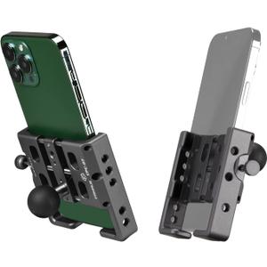 FANAUE Phone Mount Aluminum Alloy with 1'' Ball for Smartphones with a Width of 2.3" to 3.4", Compatible with RAM Mounts B Size Double Socket Arm & Bike Motorcycle Cellphone Holder