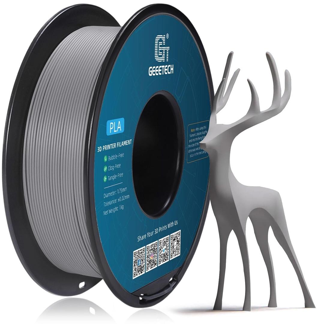 GEEETECH Matte PLA Filament 1.75mm, Grey 3D Printer Filament 1kg Spool (2.2lbs), +/- 0.02 mm Accuracy