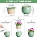 Ceramic Self Watering Pots, 6 Inch African Violet Pots with Absorbent Inner Pot, Round Self Watering Planter for Indoor Plants, Ceramic Pot for Plants, House Decor, Gifts for Women Men, Green