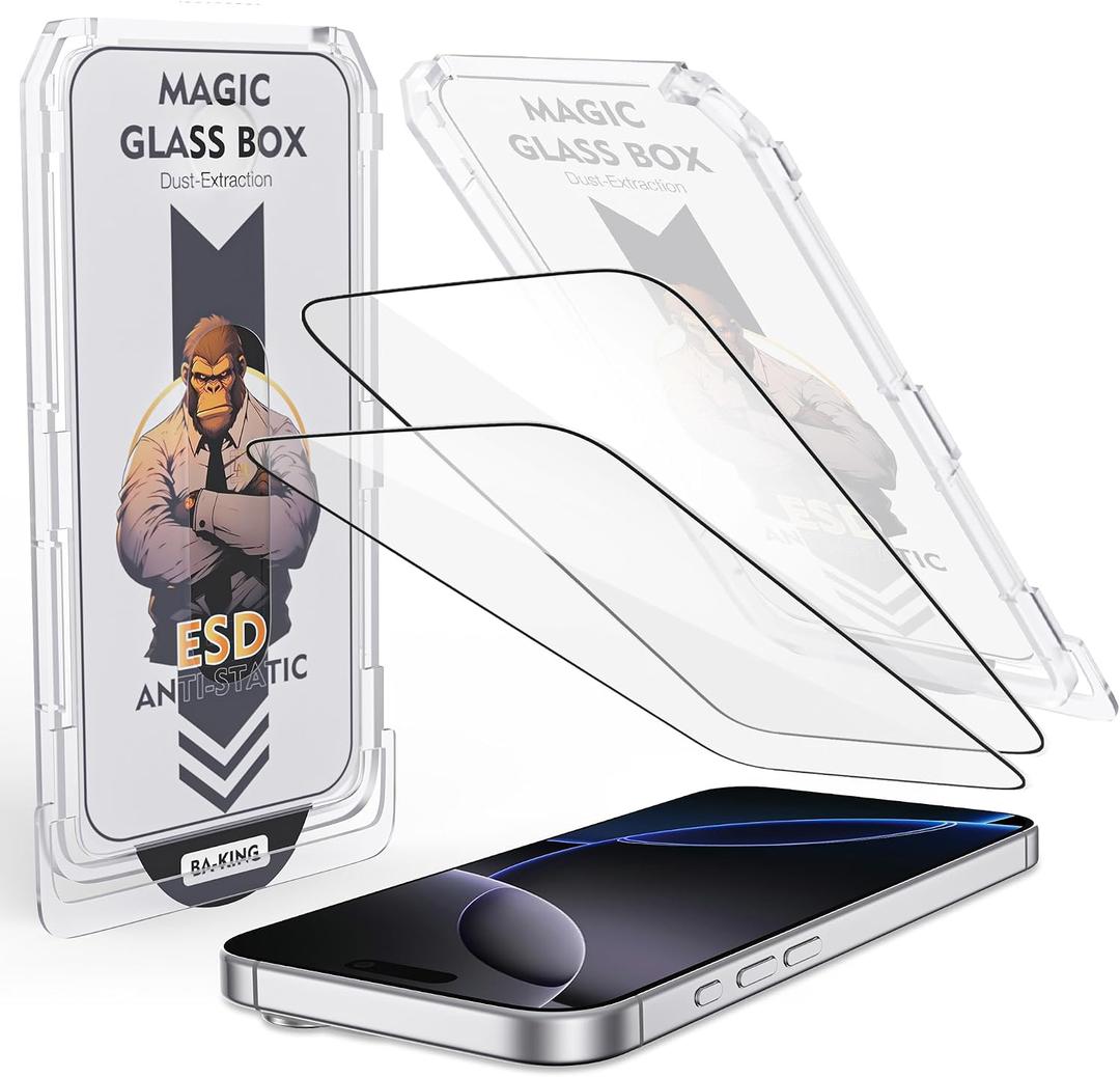 Compatible with iPhone 16 Pro Screen Protector with Auto-Alignment Install Kit [Full Edge Coverage] Shatterproof Tempered Glass Screen Protector for iPhone 16 Pro 6.1" [2 Pack]