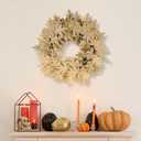 Artificial DIY Fall Wreath for Front Door - 18" Maple Leaf Autumn Wreath, Thanksgiving Decor for Indoor Outdoor Window Wall Door (Yellow)