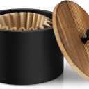Coffee Filter Holder, Wood Filter Storage Container for Counter, Coffee Bar Accessories for Home Decor, Black