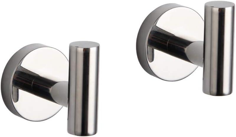 GERZWY Bath Towel Hook SUS 304 Stainless Steel Coat/Robe Clothes Hook for Bath Kitchen Modern Hotel Style Wall Mounted 2 Pack Polished Chrome AG-1107B-JG