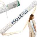 35.4 Inch Long Canvas Mahjong Mat Carrying Bag Double Strapped Drawstring Holder Durable Bag Only for Mahjong Lovers, Mat Not Included, Blue White Chinese Style, 1 Pc