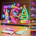 Lumiboard LED Drawing Board for Kids - 13.7"×10" Light Up Drawing Board, 7 Colors 3 Modes Lite Brite, 12 Markers, LED Note Board with Colors, Gifts for Grandkids Teen Girl Gift
