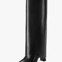 Modatope Knee High Boots Women Fold Over Knee High Boots Chunky High Heels Long Boots Zipper Pointed Toe Dress Tall Boots for Women 8 size, Black