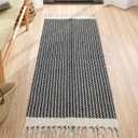 Lahome Boho Rugs for Entryway, 2x5 Laundry Room Rug Lightweigh Cotton Washable Runner Rug with Tassels, Farmhouse Black Bath Door Mats Indoor Non Shedding Runners for Hallways Bedroom