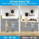 42 Inch High Retractable Baby Gates Extra Tall Retractable Pet Gate with Reinforced Strips 55 Inch Wide No Sag Mesh Baby Gate for Stairs Anti-Scratch Extra Tall Dog Gates for Doorways, Gray