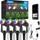 Smart Outdoor Landscape Lights 4 Pack  40Ft RGBW Color Changing LED Spotlights, IP65 Waterproof, 12V Low Voltage 12W 1200LM, App & Voice Control for Outdoor Garden Yard Decoration