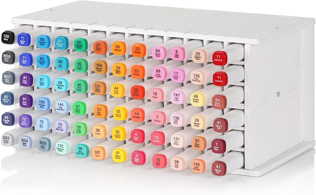 Loghot Marker Storage Organizer Marker Holder 72 Slots Marker Organizer for Desk with Removable Divider Art Marker Rack to Storage Markers Pens Colored Pencils Art Supply (White 72 holes)