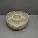 Divided Serving Tray with Lid and Handle,Large Snack Spinner,Snackle Box Container, Multi-Purpose Food Platter for Charcuterie Veggie Fruit, Taco Tuesday Movie Night Travel Beach Picnic Essentials (12" W-1pcs-6 Compartments, White)