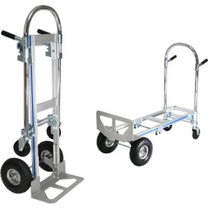Heavy Duty Convertible Hand Truck, 2 in 1 Folding Dolly 800 LBS Capacity Industrial Platform Cart Collapsible Truck for Transport & Moving in Warehouse, Home, Supermarket