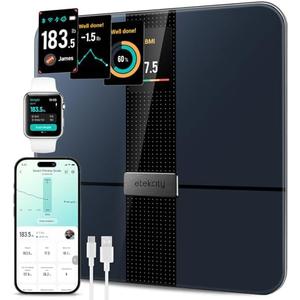 Etekcity Smart Scale for Body Weight Fat, Digital Bathroom Weighing Machine for Accurate BMI Muscle Mass Composition, Home Use Apple Health Compatible Fitness Equipment