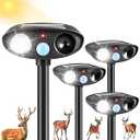 2026 4Pack Sonic Fortress Pro Deer Repellent Outdoor Solar Ultrasonic Animal Repellent with Motion Sensor&Flash Light-IP65 Waterproof Cat Repellent for Raccoon,Squirrel Fortress Pro-Garden,Yard(black)