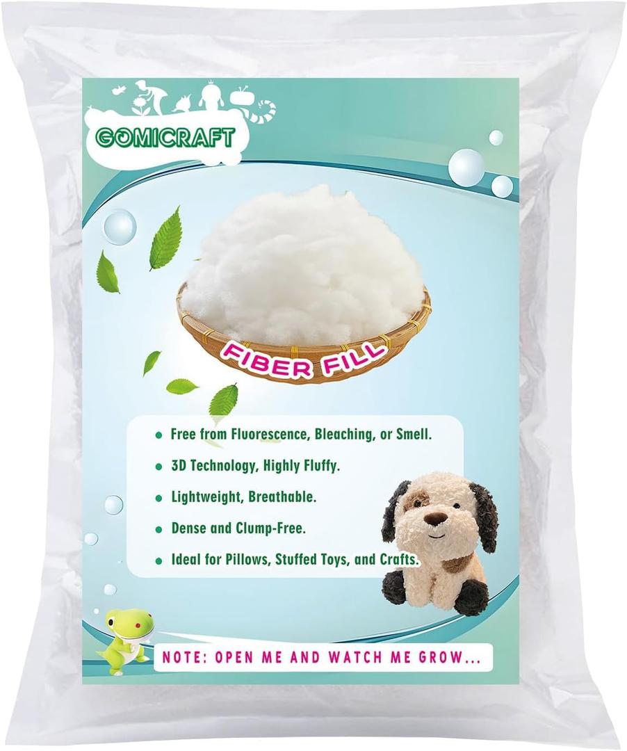 GOMICRAFT Fiberfill Stuffing for Crochet Animals, 5.3oz for Crafts, Cushion and Clouds, Premium Quality Fiber Fill Stuffing Machine Washable Ployester.
