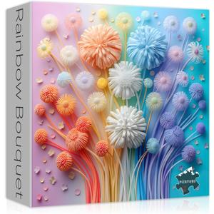 Flower Puzzles for Adults 1000 Pieces, Impossible Floral Puzzles, Colorful Rainbow Gradient Puzzle Hard Challenging Spring Jigsaw Puzzles 1000 Pieces