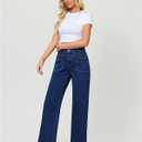 GRAPENT Wide Leg Jeans for Women Trendy High Waisted Loose Straight Leg Stretchy Retro Denim Pants with Pouch Pockets (Blue, S)