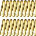 20 Pcs Small Gold Serving Tongs Stainless Steel Mini Appetizers Grabbers Metal Buffet Food Tong Versatile Kitchen Utensils for Parties Coffee Bar Salad Fruit Candy Tacos Charcuterie Sugar