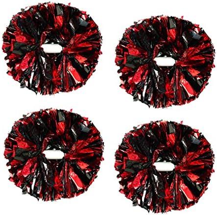 4Pcs Metallic Cheerleading Pom Poms, Creatiee 2 Pair Cheerleader Cheering Squad Pompoms for School Sports Dance Games Team Spirit Cheer