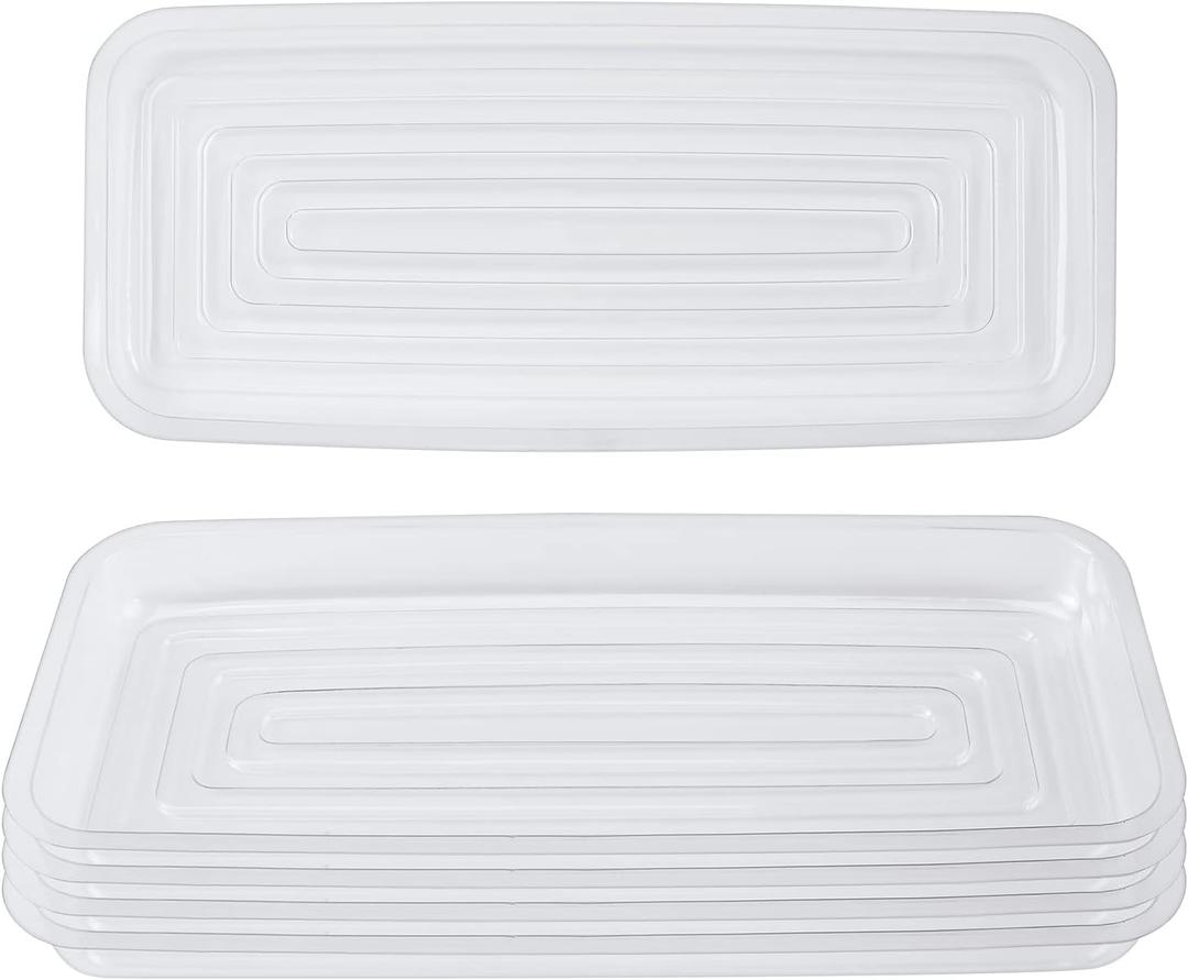 Idyllize Rectangular 5 Pieces of 11.5 by 5 Inch Clear Thick Plastic Heavy Duty Sturdy Plant Saucer Drip Trays for pots, Window Sills and Window Shelf (11.5"x5") (Rectangle)
