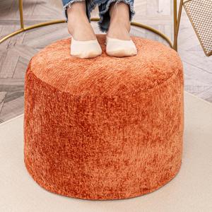 Round Boucle Pouf Ottoman Modern Foam Filled Foot Rest Multifunctional Foot Rest Coffee Table Floor Pouf Seat for Living Room Bedroom Orange