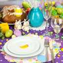 Round Easter Placemats Set of 6, 13.5" x 13.5" Easter Egg Bunny Rabbit Place Mats Flower Floral Doily Linen Seasonal Spring Table Decor for Home Party Kitchen Dining Tableware Decorations