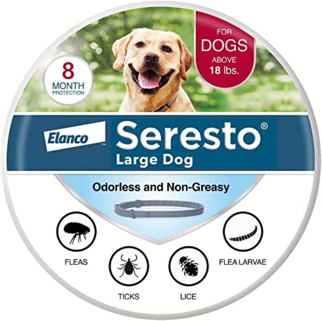 Seresto Flea & Tick Collar For Dogs Over 18 lbs., Treatment & Prevention, Vet-Recommended, 8 Month Protection