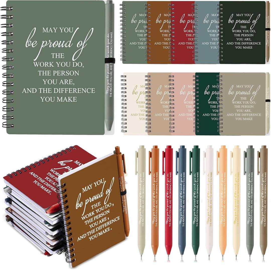 Honoson 24 Pcs Teacher Appreciation Gifts May You Be Proud the Work Notebook with Ballpoint Pen Nurse Appreciation Notebooks Thank You Gifts for Staff Teacher Coworker Volunteer (Bright Color)