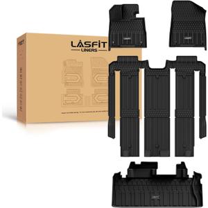 LASFIT Floor Mats&Trunk Mats for Toyota Sienna 7 Seats 2021-2025 2026 (not fit 2025 Platinum) All Weather TPE Custom Fit Floor Liner for Sienna XLE/XSE/Limited/Edition 7 Passenger (w/o Spare tire)