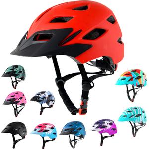 Kids Bike Helmet,Bavilk Kids Boys Girls Bike Helmets with LED Light Detachable Visor Children Youth Teen Multi-Sport for Skating Cycling Scooter Skateboard Adjustable & Lightweight 19.7"-22.4" (Matte Red)