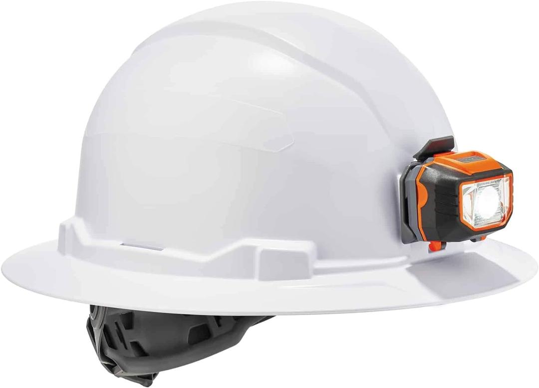 Ergodyne - 60152 Hard Hat with Light, Full Brim, Ratchet Suspension, Class E, Skullerz 8971LED,White