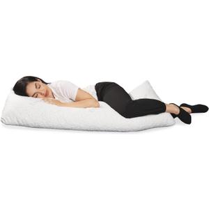 EnerPlex Body Pillow for Adults - Adjustable 54 x 20 Inch Long Pillow Shredded Memory Foam Pillows w/Plush Viscose Cover for Adults & Kids - Pregnancy Pillow for Sleeping