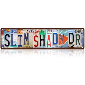 Vintage Wall Decor Slim Shady Dr Street Sign Metal Tin Signs for Bar Home Man Cave Cafe 16 x 4 Inches